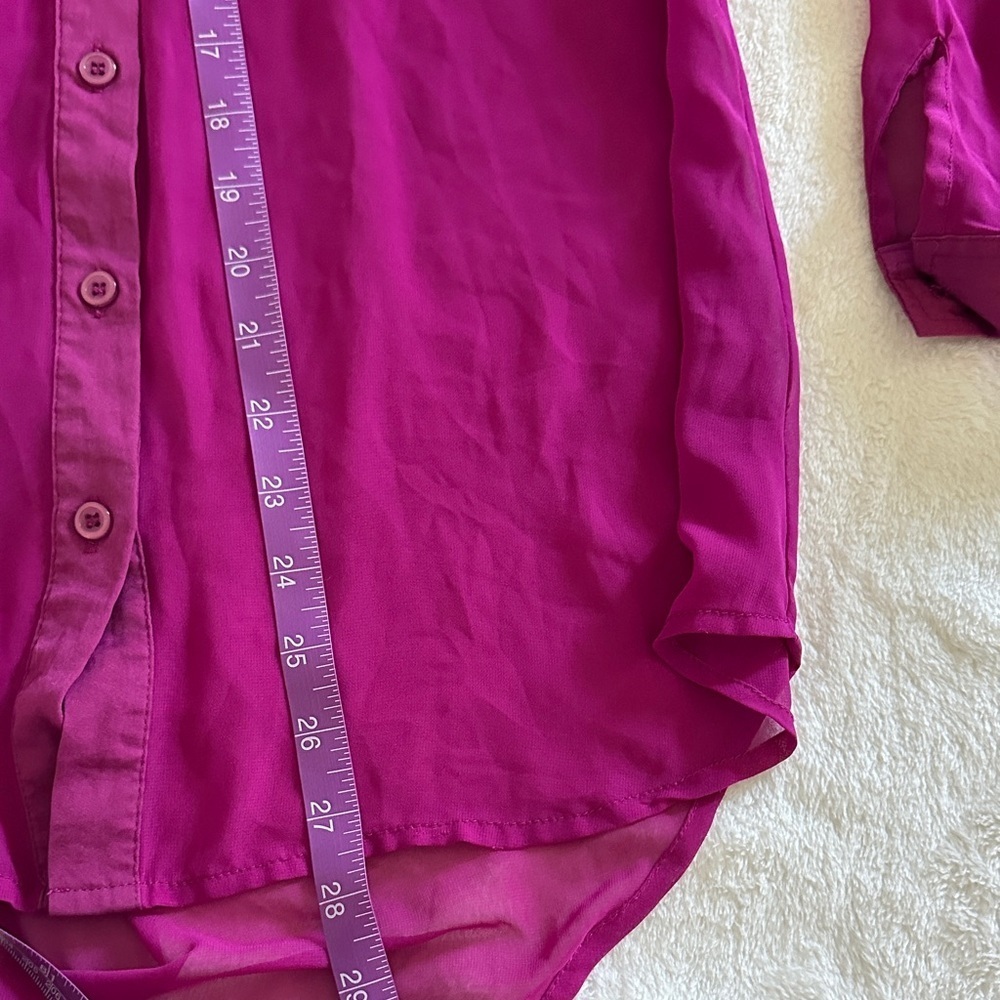 Free People Sheer Magenta Button-Up Blouse - Picture 11 of 11